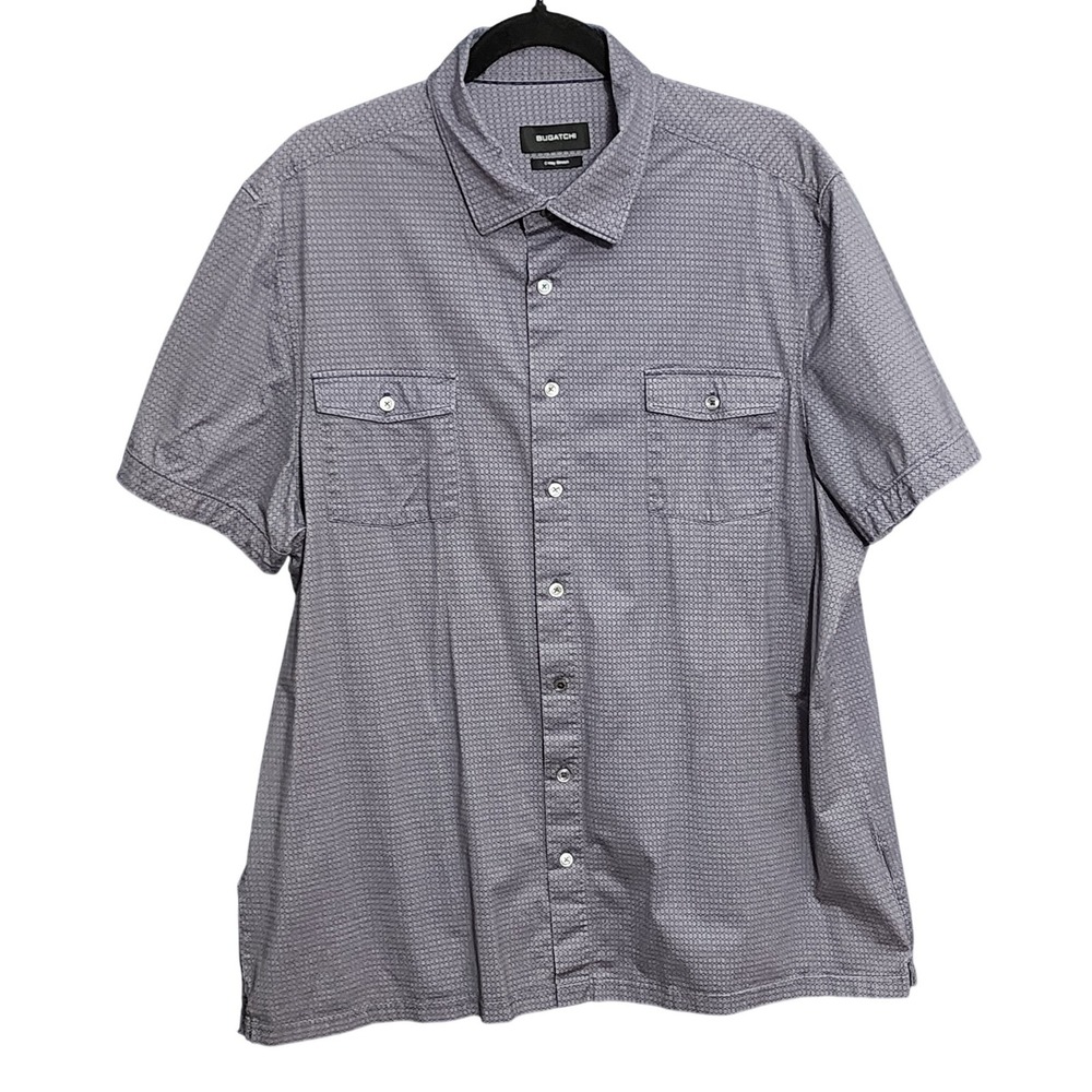 Bugatchi Shirt Mens Indigo Excellent 8 Way Stretch Honeycomb 3XL